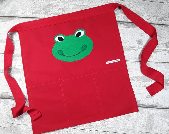 RWI Apron, Teacher Apron, Appliqued Fred the Frog, RWI, Read Write Inc, Adult waist apron in a choice of colours with 3 pockets