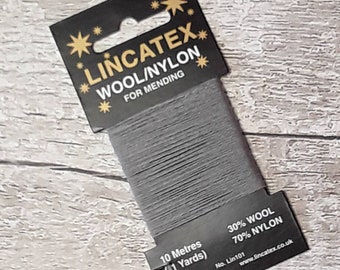 Grey Darning Mending wool in Grey 10 metres Grey Ecofriendly Wool nylon mix
