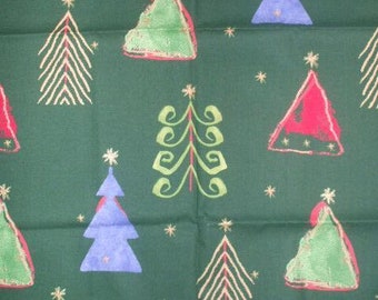 Personalised Christmas Eve Bag, Xmas Trees  on Green, Santa Sack with gold bells and choice of ruffle Traditional