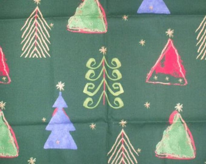 Personalised Christmas Eve Bag, Xmas Trees  on Green, Santa Sack, Personalised with gold bells and choice of ruffle Traditional Christmas