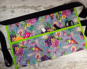 Waterproof Hummingbird Waist Apron, Teacher Apron, 3 Pockets