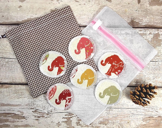 Elephant Face Reusable Makeup Remover Pads x5 with Storage bag & Wash Bag