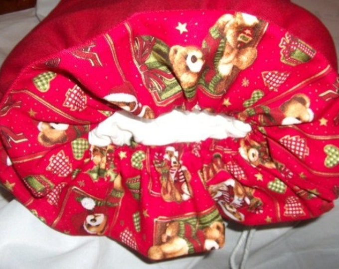 Personalized Santa Sack with bells Traditional Christmas Teddies on Red Personalised