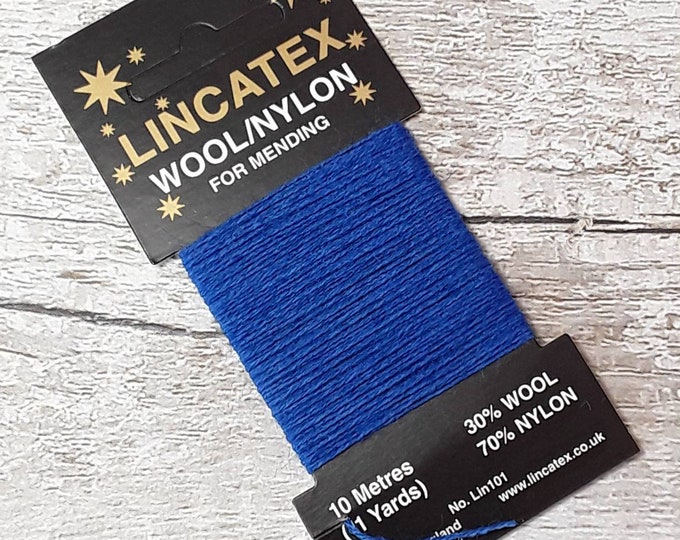 Blue Darning Mending wool in Royal blue 10 metres Eco