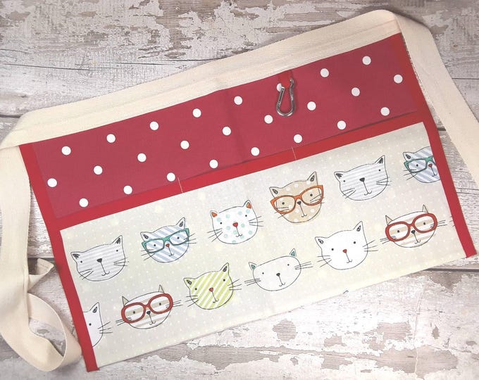 Polka Dot Cat Print Apron: Teacher, Vendor, or Craft Apron