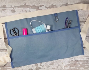 Plain Light Blue Waist Apron 2,3,4 or 5 pockets, Pinny, Vendor apron, Teacher apron, Apron with pockets, RWI apron