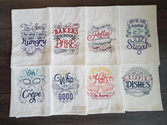 Mehl Sack Küchentücher Küche Sprüche Witty Sprüche Lustige Sprüche Housewarminggeschenk Lustiges Geschenk Geschirrtuch Stickerei Starter Pack