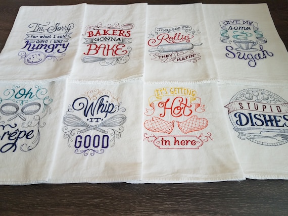 Flour Sack Kitchen Towels Kitchen Sayings Witty Sayings | Etsy