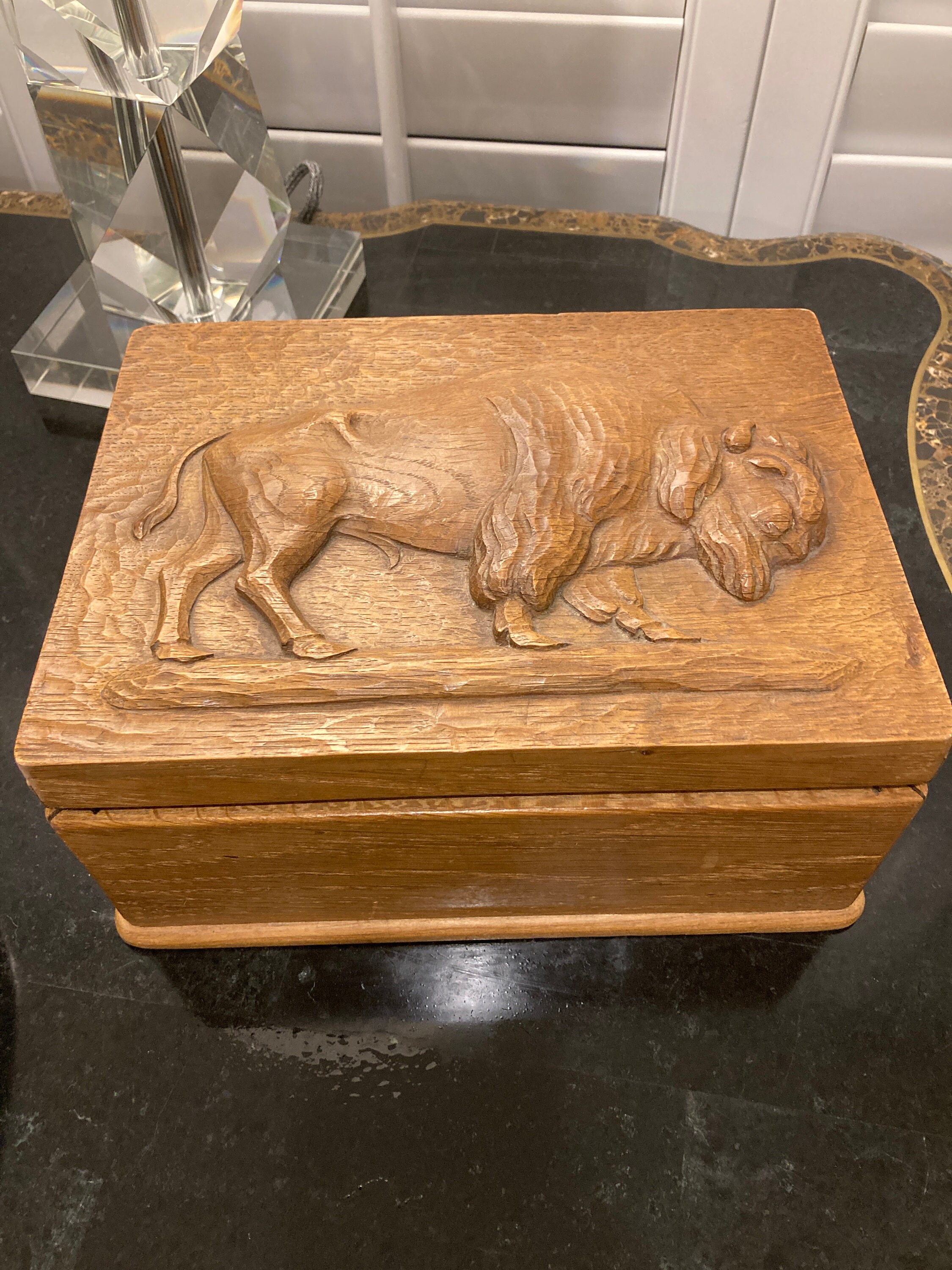 Vintage BOX with Carved Buffalo on Top of Box Etsy