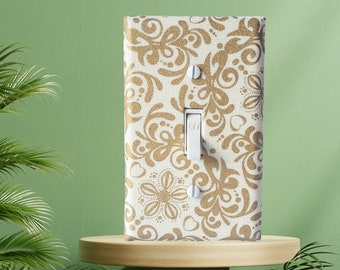 Light Switch Cover for Home or Apartment Decor in Gold Swirls and Elegant Home Design