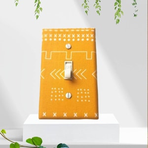 African Switch Plate Cover in Yellow Mud Cloth by Urban Swazi