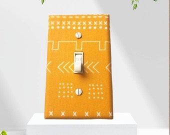 African Switch Plate Cover in Yellow Mud Cloth by Urban Swazi