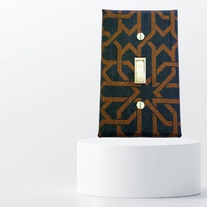 Abstract Designer Light Switch Cover. Blue and Gold Decor, African Inspired Home Decor by Urban Swazi image 1