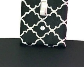 Black and White Quatrefoil, Moroccan Inspired, Abstract Design Light Switch by Urban Swazi