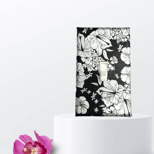 Luxury Apartment Decor | Floral light switch cover | Black home accessories / Black and Silver Home Decor / Switchplate Update