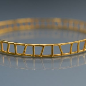 Open Track Bangle / Genuine 24k Gold Over Sterling Silver / Modern / Wear With Other Bangles to Stack and Layer Look / Everyday Bangle image 3