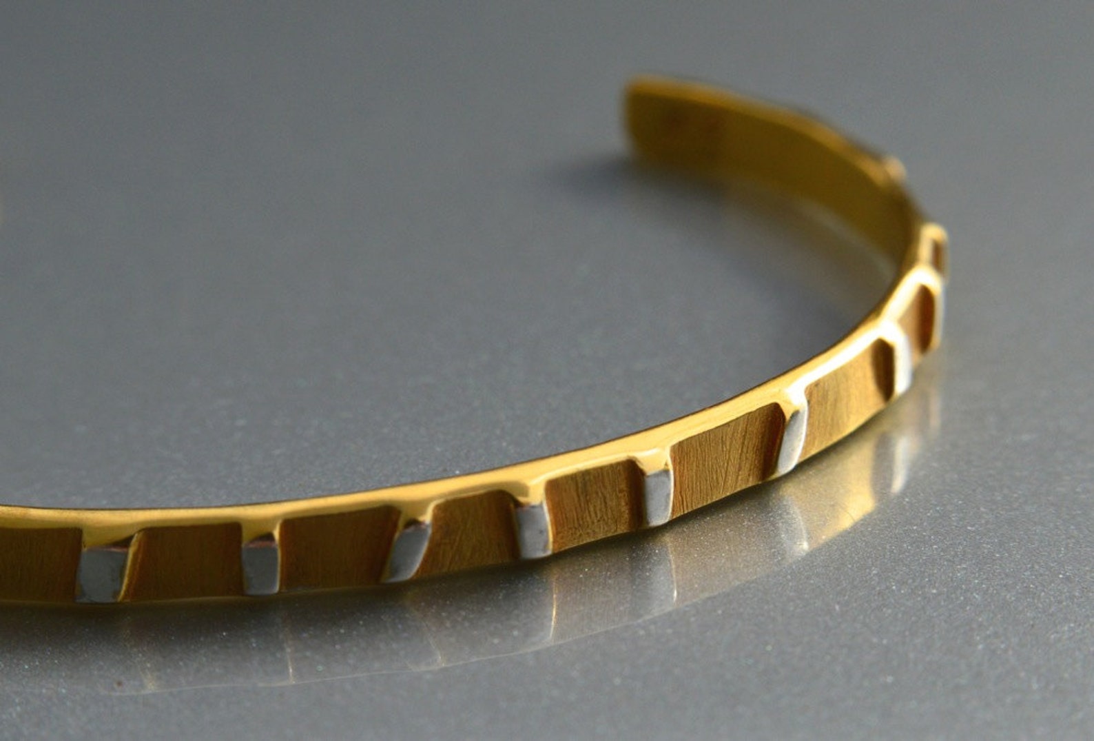 Comfort Fit Adjustable Cuff Bracelet / Abstract Offset Raised Etsy