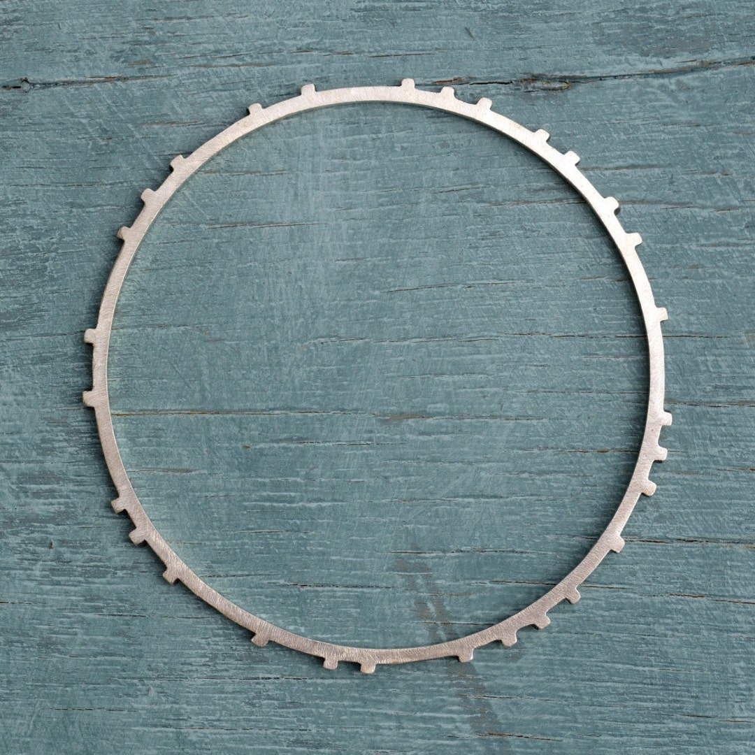 Thin Off-set Raised Striped Bangle / Modern / Sterling Silver ...