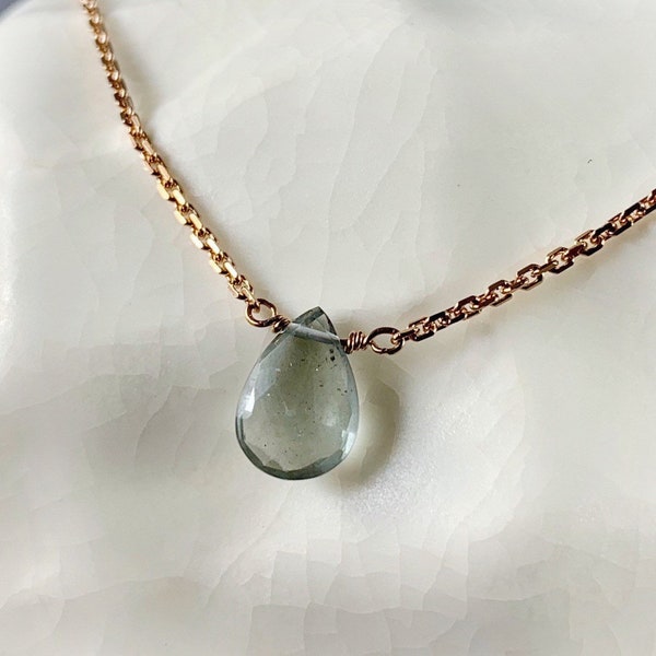 Miss aquamarine 16” rose gold necklace