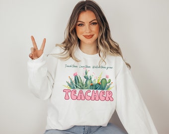 Teacher Sweatshirt Crewneck Oversized Teach Cute Sweater