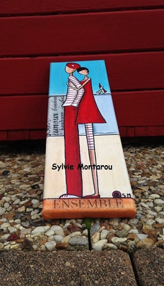 Tableau Les Amoureux Peinture Acrylique Couple Etsy