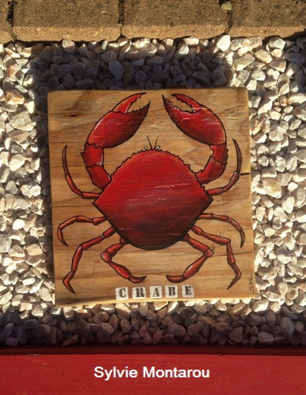 Le Crabe Peinture sur Bois Flotté Crustacé Mer Rouge Araignée de Mer Driftwood Bord Crustacé Cadeau