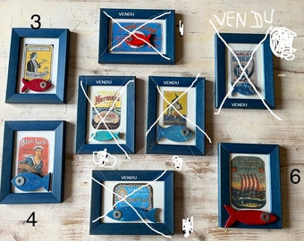 Small seaside decoration frames fish pub vintage gift blue fish red mackerel tuna sardine