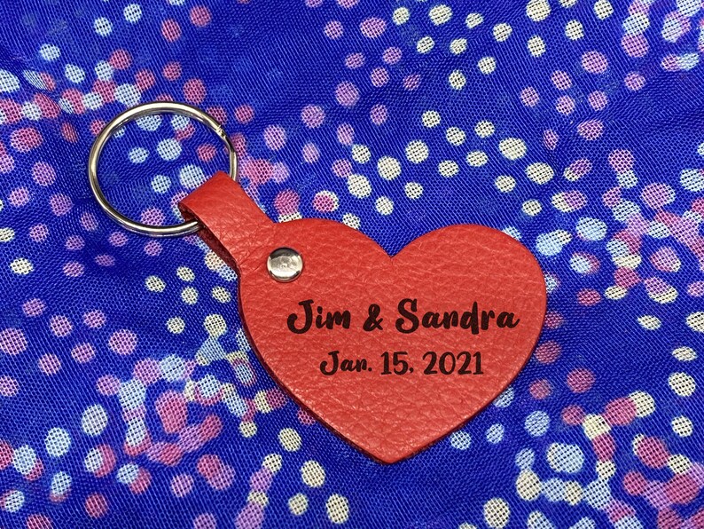 Custom Engraved Genuine Leather Heart Keyring