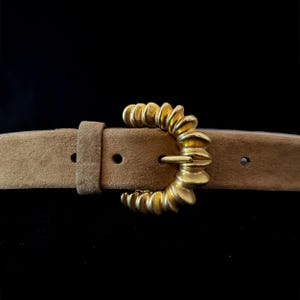 Vintage 1980s Donna Karan Light Brown Leather Belt
