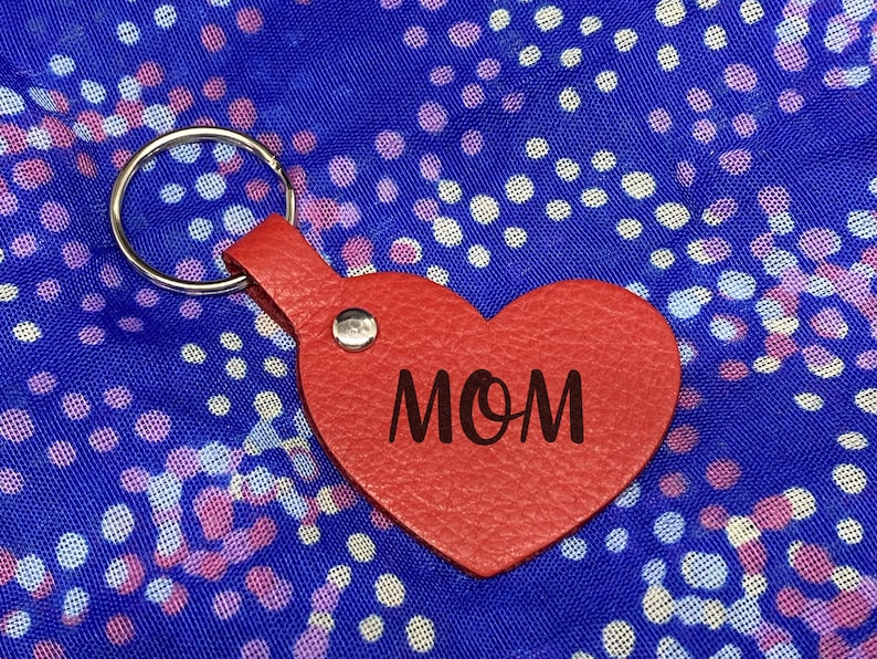 Custom Engraved Genuine Leather Heart Keyring