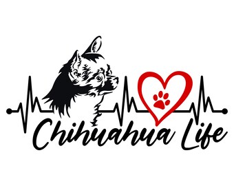 Chihuahua Life Heartbeat Vinyl Car Decal