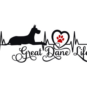 Great Dane Life Heartbeat Vinyl Car Decal