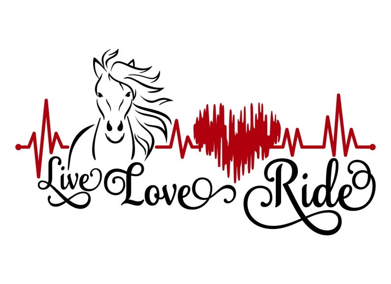 Live Love Ride Horse Heartbeat Vinyl Decal image 1