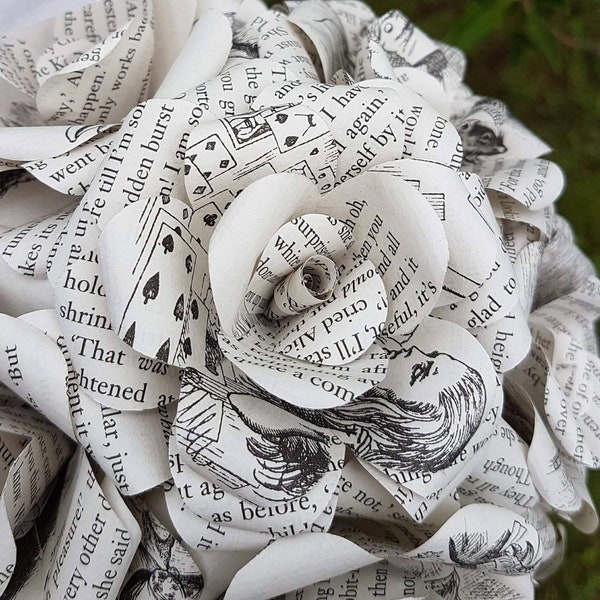 Alice's Adventure's in Wonderland Book Bouquet-Book lover gift-Book Bouquet- Unique Gift- Bridal Bouquet- Paper Flowers- Christmas