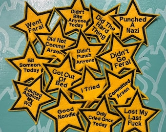 Chaos achievement star iron on patches
