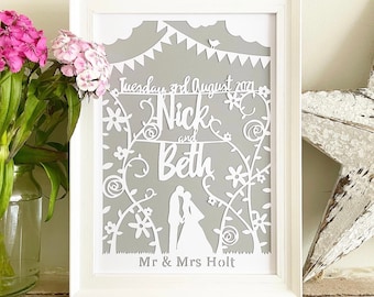 Personalised Wedding Papercut Gift Anniversary