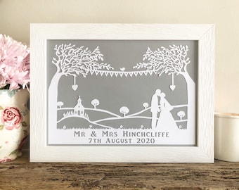 Personalised Wedding Papercut Gift Venue Anniversary