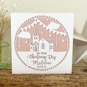 Biglietto di battesimo personalizzato Papercut Boy Girl Baby Neonato