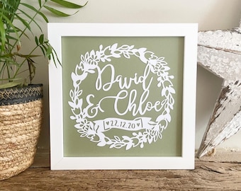 Personalised Gift Wedding Engagement Anniversary Papercut