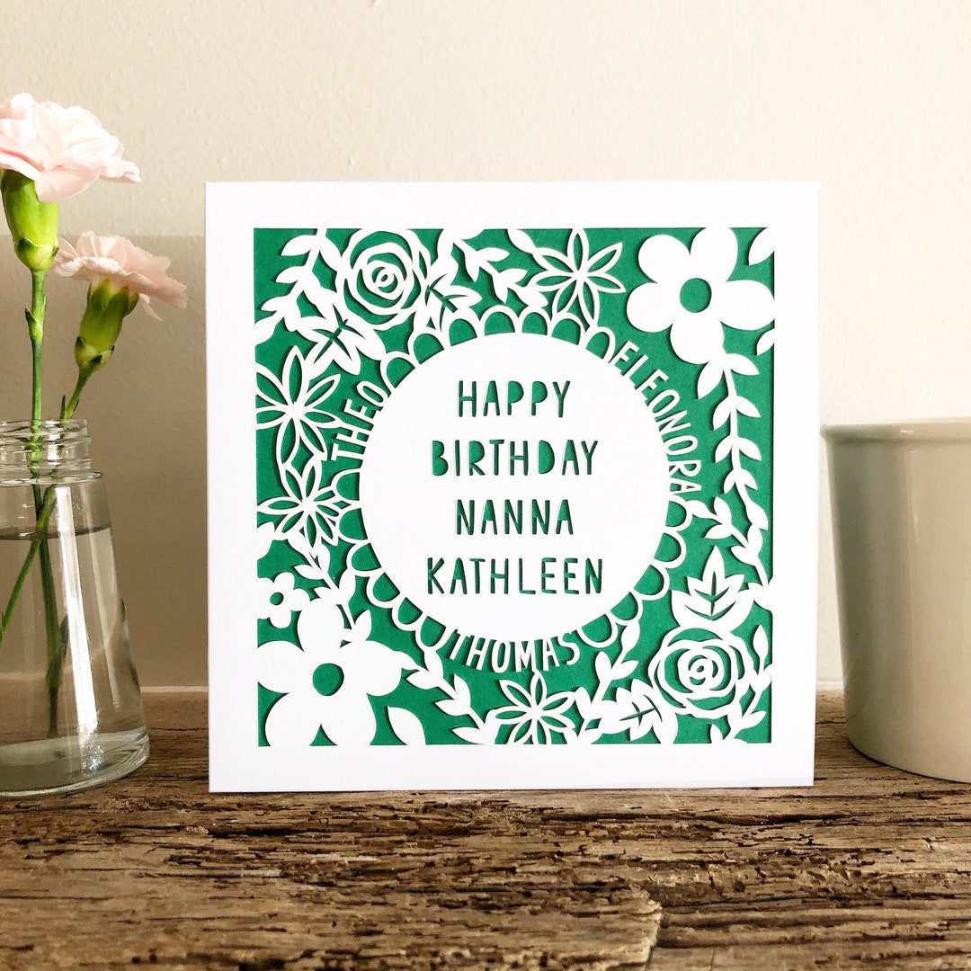 Personalised Birthday Card Papercut Floral - Etsy