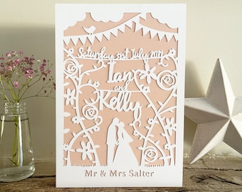 Personalised Wedding Card Papercut Anniversary