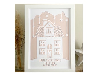 New Home Gift Papercut Personalised Framed Family House First Home Housewarming