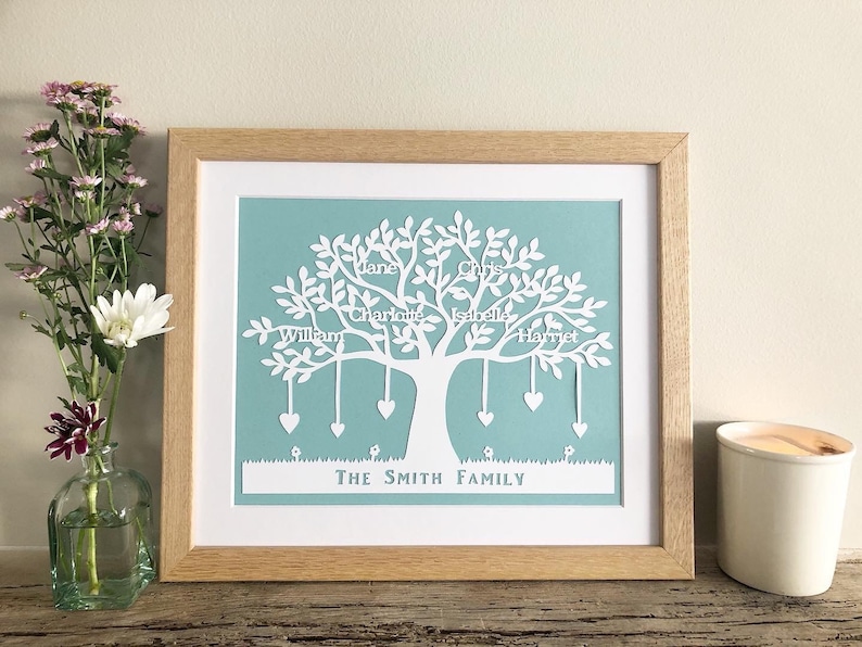 Personalised Gift Family Tree Papercut Oak