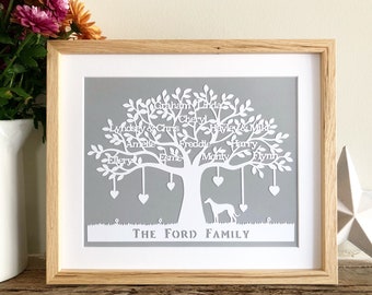 Personalised Gift Family Tree Papercut