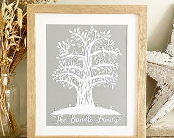 Personalised Gift Family Tree Papercut Mothers Day