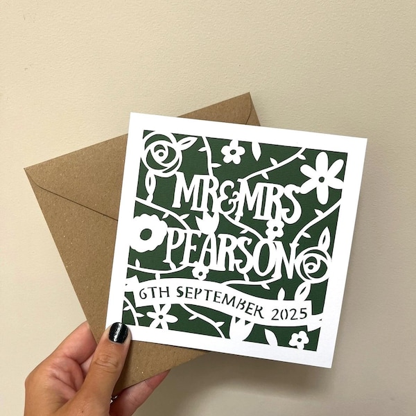 Personalised Wedding Card Papercut