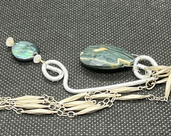 Tempest Stone with Wire Art Necklace