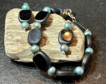 Obsidian Earring and Bracelet Set