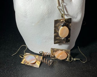 Brass Stamp Necklace and Earring Set