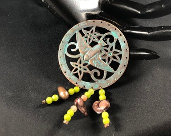 Aged Copper Bird Pin
